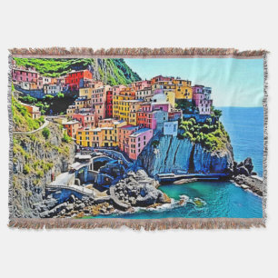 Cliffside Dreams: Manarola’s Colors Throw Blanket