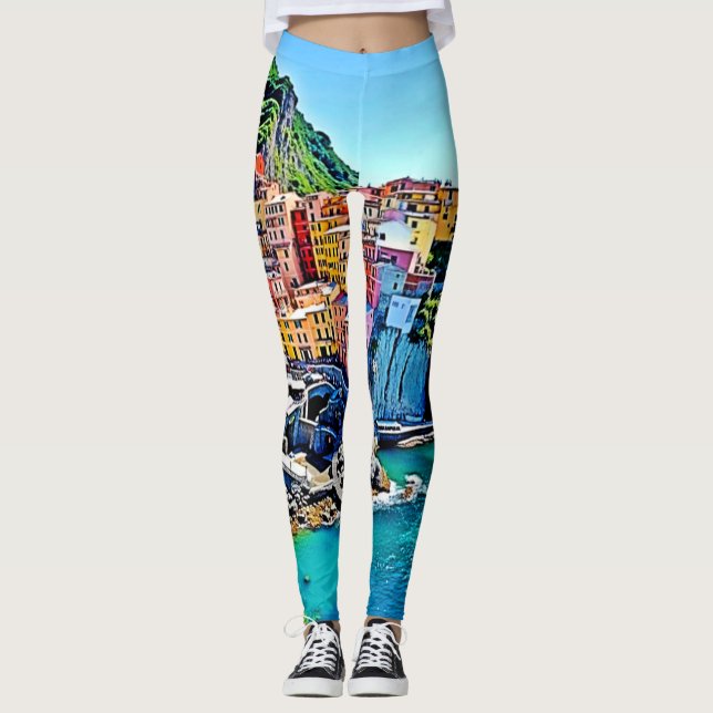 Cliffside Dreams: Manarola’s Colours Leggings (Front)