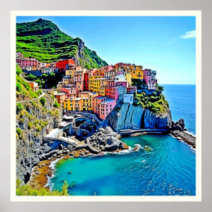 Cliffside Dreams: Manarola’s Colours Poster