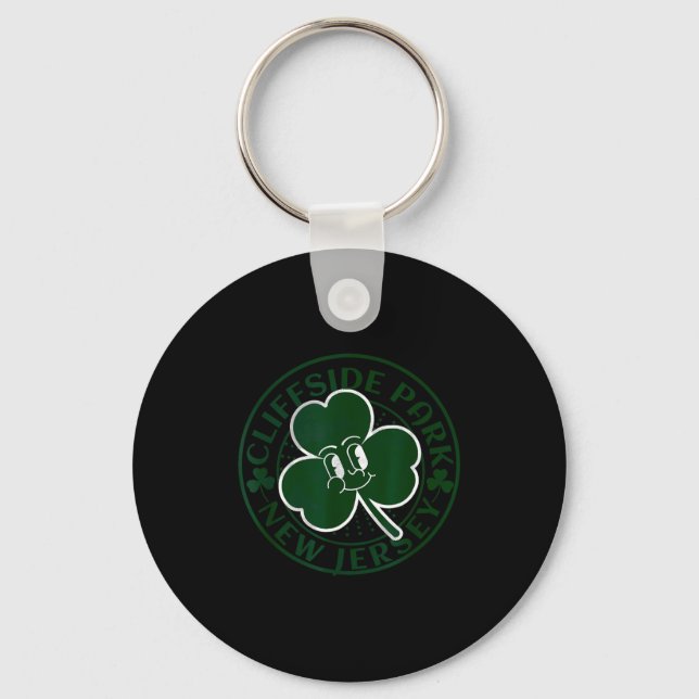 Cliffside Park New Jersey Irish Shamrock Nj Retro  Keychain (Front)