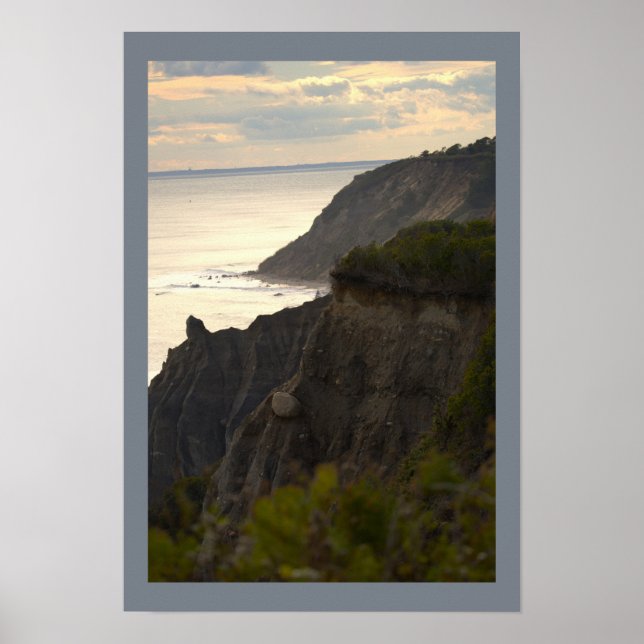Cliffside Sunset Waterscape Photo Poster (Front)