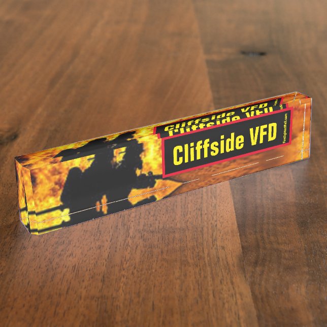 Cliffside VFD Flames desk name plate (Side)