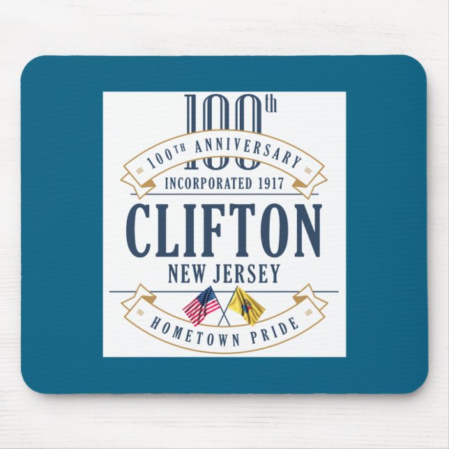 Clifton New Jersey 100th Anniv White _1  Mouse Pad (Front)