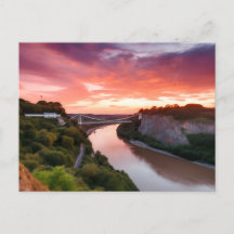 Clifton Suspension Bridge à Sunset Carte postale