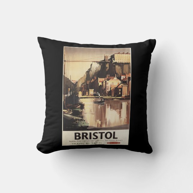 Clifton Suspension Bridge and Boats Throw Pillow (Front)