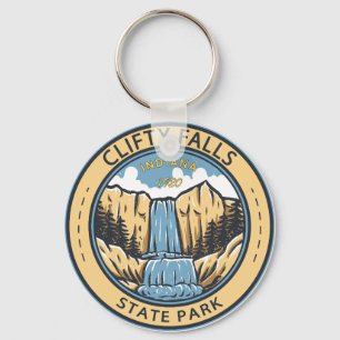 Clifty Falls State Park Indiana Badge Keychain