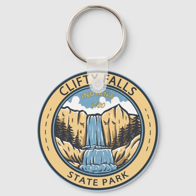 Clifty Falls State Park Indiana Badge Keychain (Front)