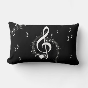 Climactic G Clef Music Black Lumbar Pillow