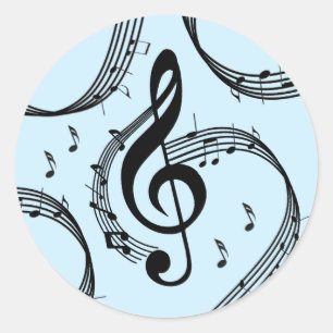 Climactic G Clef Music Blue Classic Round Sticker