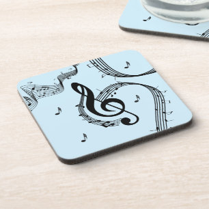 Climactic G Clef Music Blue Coaster