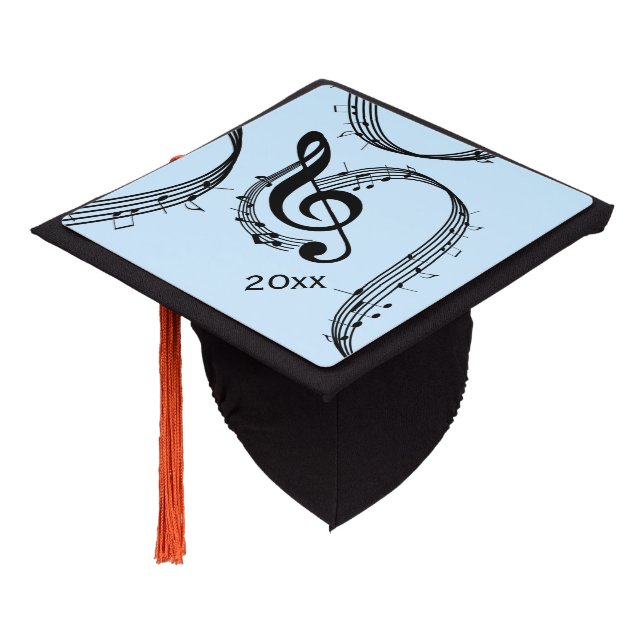 Climactic G Clef Music Blue Graduation Cap Topper (Angled)