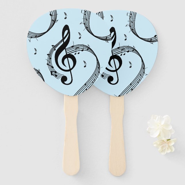 Climactic G Clef Music Blue Hand Fan (Front and Back)