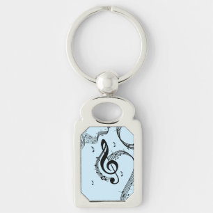 Climactic G Clef Music Blue Keychain