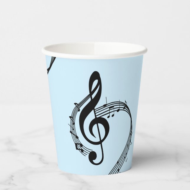 Climactic G Clef Music Blue Paper Cups (Left)