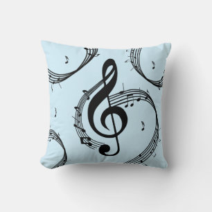 Climactic G Clef Music Blue Throw Pillow