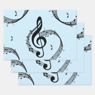 Climactic G Clef Music Blue Wrapping Paper Sheet