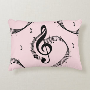 Climactic G Clef Music Pink Accent Pillow