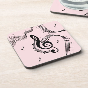 Climactic G Clef Music Pink Coaster