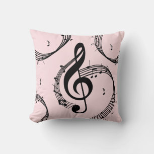 Climactic G Clef Music Pink Throw Pillow