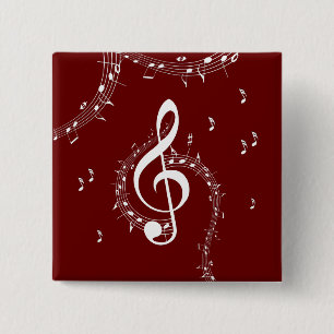 Climactic G Clef Music Red 2 Inch Square Button
