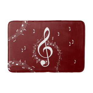 Climactic G Clef Music Red Bath Mat
