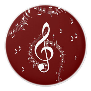 Climactic G Clef Music Red Ceramic Knob
