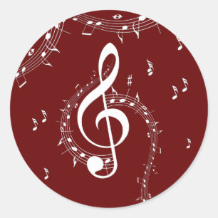 Climactic G Clef Music Red Classic Round Sticker