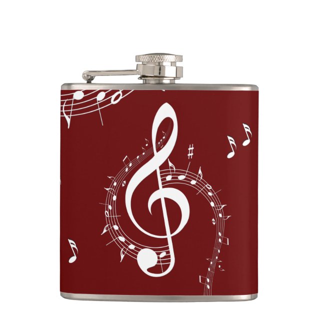 Climactic G Clef Music Red Hip Flask (Front)