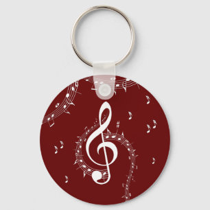 Climactic G Clef Music Red Keychain