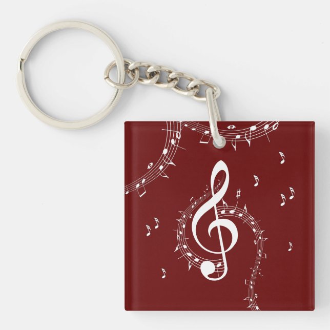 Climactic G Clef Music Red Keychain (Front)