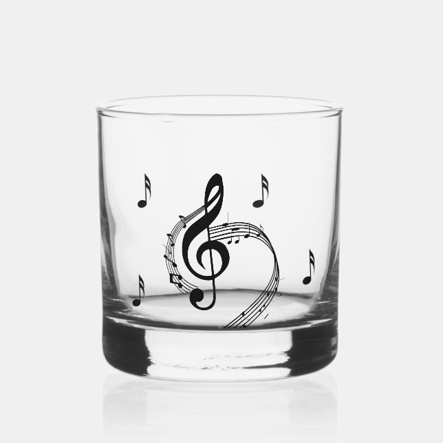 Climactic G Clef Music Whiskey Glass (Front)