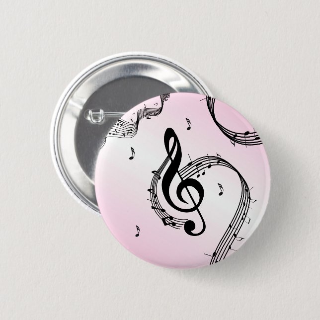 Climactic G Clef Pink 2 Inch Round Button (Front & Back)