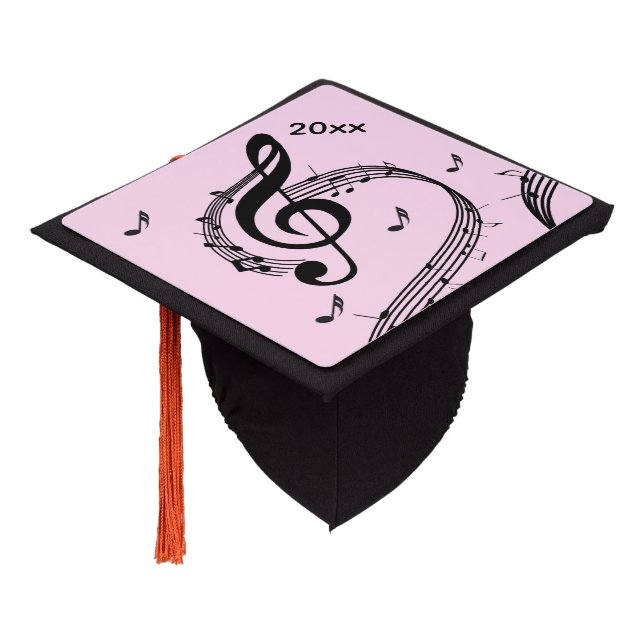 Climactic G Clef Pink Graduation Cap Topper (Angled)