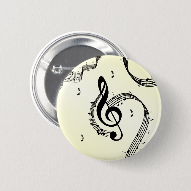 Climactic G Clef Yellow 2 Inch Round Button (Front & Back)