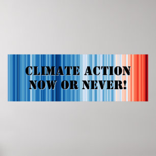 Climate Action Now! Climate Stripes Poster