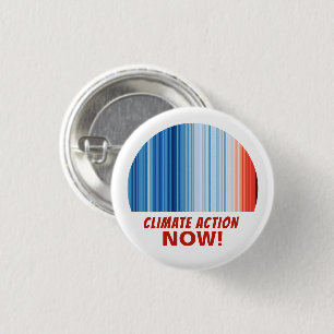 Climate Action Now! Global Warming Stripes 1 Inch Round Button