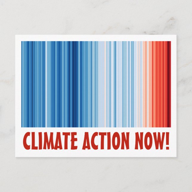 Climate Action Now! Global Warming Stripes Postcard (Front)
