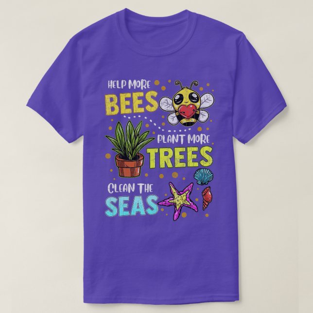 Climate Change Global Warming Earth Day Bees Trees T-Shirt (Design Front)