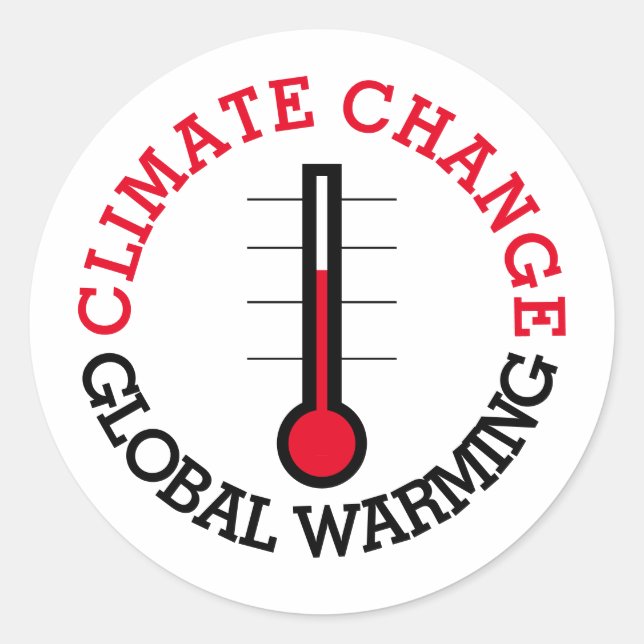 Climate Change Global Warming temperature metre Classic Round Sticker (Front)