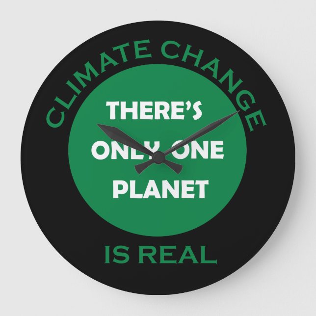 Climate change is real environmental awareness large clock (Front)