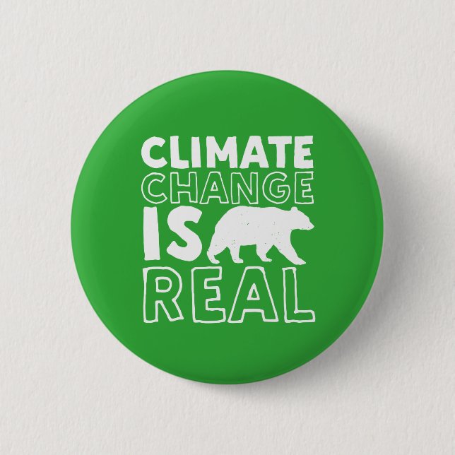 Climate Change Is Real Global Warming Polar Bear 2 Inch Round Button (Front)