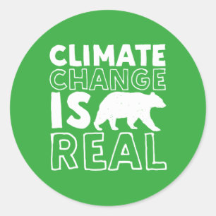Climate Change Is Real Global Warming Polar Bear Classic Round Sticker