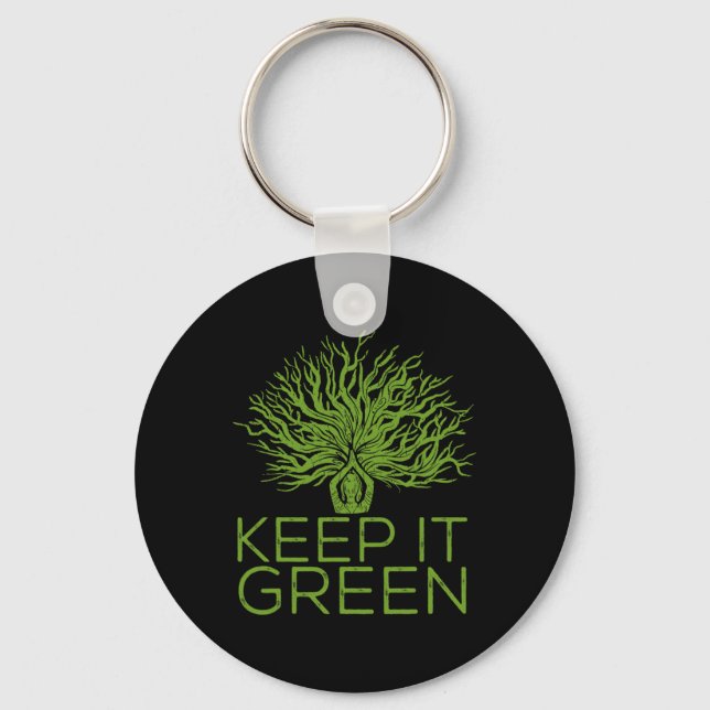 Climate Change Keep It Green Save The Planet  Keychain (Front)