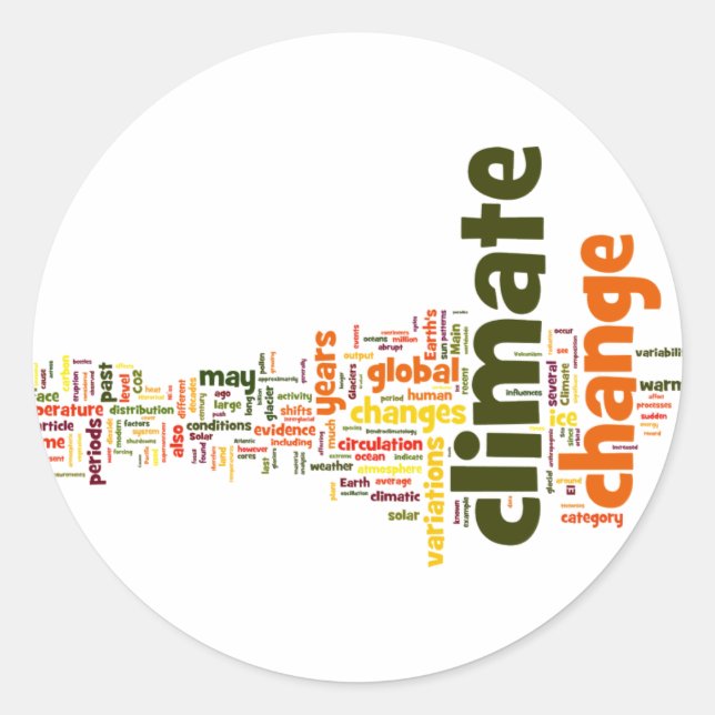 climate change two classic round sticker (Front)