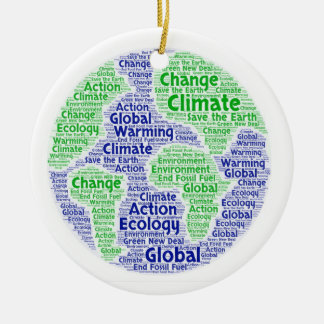 Climate change word art ceramic ornament