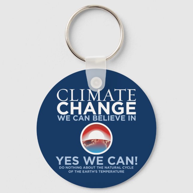 Climate Change - Yes We Can Obama Parody Keychain (Front)