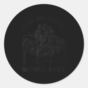 Climb and explore national parks mountain classic round sticker