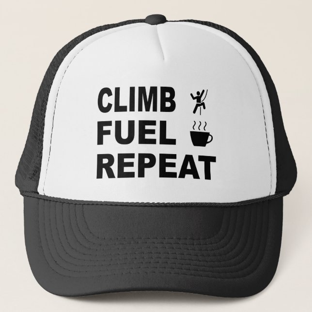 Climb, Fuel, Repeat Trucker Hat (Front)