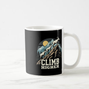 Climb Higher Mountain Goat Adventure Motivational Coffee Mug