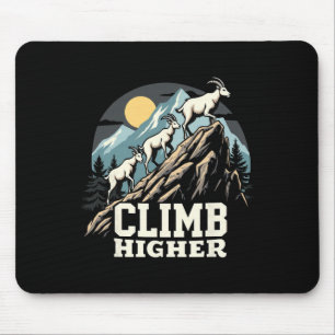 Climb Higher Mountain Goat Adventure Motivational Mouse Pad